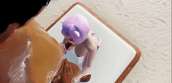  Black 3D Guy Getting Sexy BJ and Sex From Animated Petite White Slut